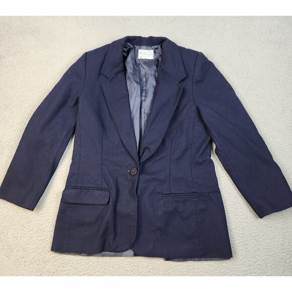Pendleton Jackets & Blazers - Vintage Pendleton Wool Blazer Jacket Women's 14 Equestrian USA Made Navy Blue